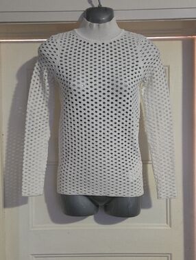 Sandro Paris White Ribbed Mock-Neck Sweater